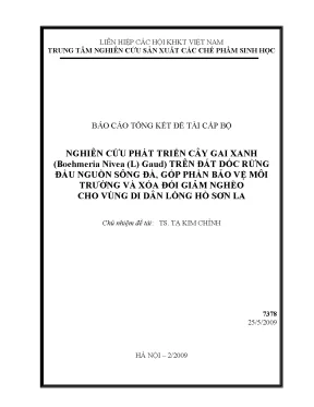 Luận văn nghiên cứu phát triển cây gai xanh trên đất dốc rừng đầu nguồn sông đà góp phần bảo vệ môi trường và xoá đói giảm nghèo cho vùng di dân lòng hồ ở sơn la