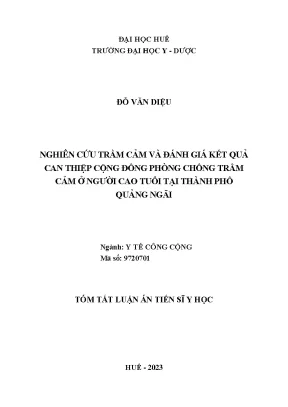 Tóm tắt luận án tiếng việt nghiên cứu trầm cảm và đánh giá kết quả can thiệp cộng đồng phòng chống trầm cảm ở người cao tuổi tại thành phố quảng ngãi