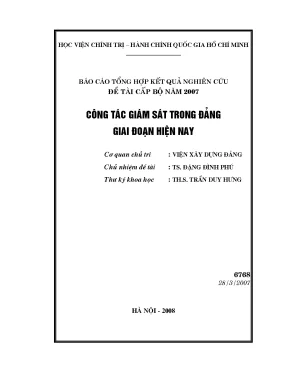 Luận văn báo cáo tổng hợp kết quả nghiên cứu đề tài cấp bộ công tác giám sát trong đảng giai đoạn hiện nay