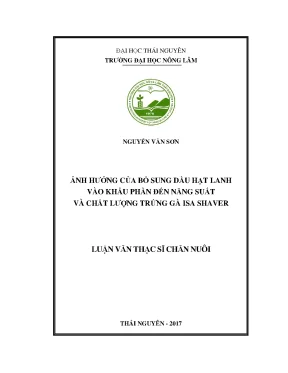Luận văn thạc sĩ ảnh hưởng của dầu hạt lanh đến năng suất và chất lượng trứng gà isa shaver