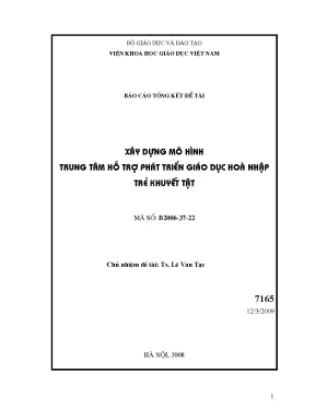 Luận văn xây dựng mô hình trung tâm hỗ trợ phát triển giáo dục hoà nhập trẻ khuyết tật