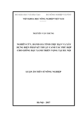 Luận án tiến sĩ nông nghiệp nghiên cứu đánh giá tính chịu hạn và xây dựng biện pháp kỹ thuật canh tác phù hợp cho giống đậu xanh triển vọng tại hà nội