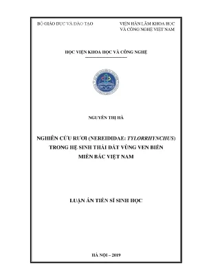 Luận án tiến sĩ sinh học nghiên cứu rươi nereididae tylorrhynchus trong hệ sinh thái đất vùng ven biển miền bắc việt nam 1 182