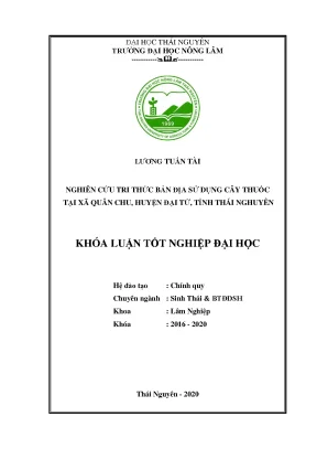 Luận văn nghiên cứu tri thức bản địa và sử dụng cây thuốc tại xã quân chu huyện đại từ tỉnh thái nguyên