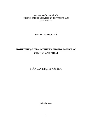 Luận văn thạc sĩ nghệ thuật trào phúng trong sáng tác của hồ anh thái