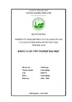 Luận văn nghiên cứu sinh trưởng của cây giảo cổ lam 7 lá tại xã công bằng huyện pắc nặm tỉnh bắc kạn