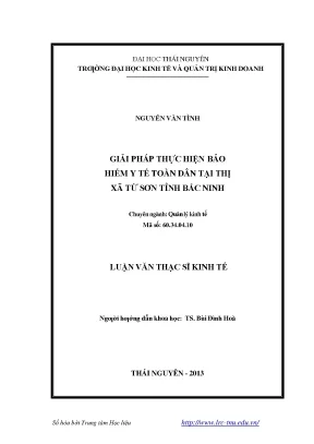 Luận văn thạc sĩ quản lý kinh tế giải pháp thực hiện bảo hiểm y tế toàn dân tại thị xã từ sơn tỉnh bắc ninh