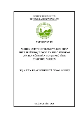 Luận văn thạc sĩ nghiên cứu thực trạng và giải pháp phát triển hoạt động ủy thác tín dụng của hội nông dân huyện phú bình tỉnh thái nguyên