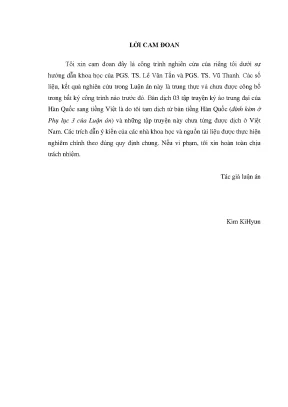 Luận án tiến sĩ văn học nhân vật trong truyện kỳ ảo trung đại việt nam và hàn quốc dưới góc nhìn so sánh