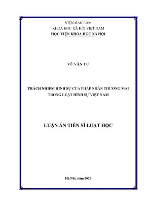 Luận án trách nhiệm hình sự của pháp nhân thương mại trong luật hình sự việt nam