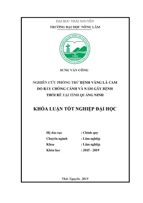 Luận văn nghiên cứu phòng trừ bệnh vàng lá cam do rầy chổng cánh và nấm gây bệnh thối rễ tại tỉnh quảng ninh