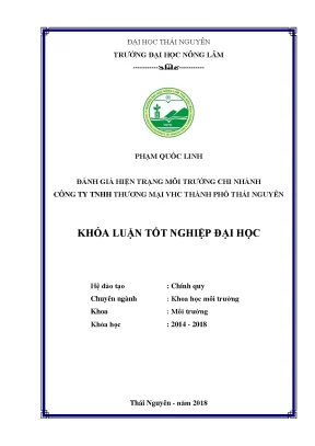 Luận văn đánh giá hiện trạng môi trường tại chi nhánh công ty tnhh thương mại vhc thái nguyên
