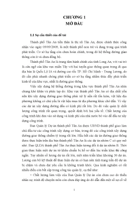 Nghiên cứu giải pháp nâng cao chất lượng hiệu quả quản lý dự án đường ô tô của ban quản lý dự án thành phố tân an luận văn thạc sĩ chuyên ngành xây dựng đường ô tô và đường thành phố