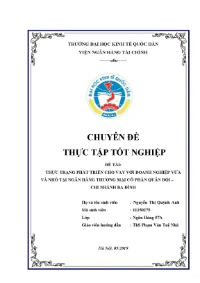 Luận văn thạc sĩ thực trạng phát triển cho vay doanh nghiệp vừa và nhỏ tại ngân hàng tmcp quân đội việt nam chi nhánh ba đình