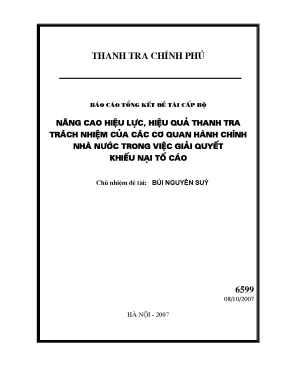 Luận văn nâng cao hiệu lực hiệu quả thanh tra trách nhiệm của các cơ quan hành chính nhà nước trong việc giải quyết khiếu nại tố cáo