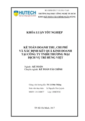 Luận văn tốt nghiệp hutech kế toán doanh thu chi phí và xác định kết quả kinh doanh tại công ty tnhhh thương mại dịch vụ trí hùng việt
