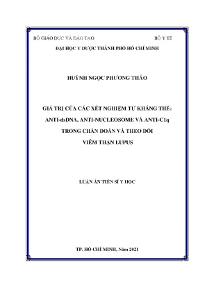 Luận án tiến sĩ giá trị của các xét nghiệm tự kháng thể antidsdna antinucleosome antic1q trong chẩn đoán và theo dõi viêm thận lupus