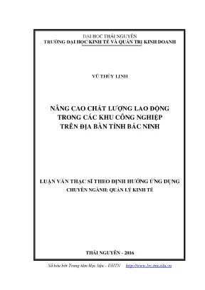 Luận văn thạc sĩ nâng cao chất lượng lao động trong các khu công nghiệp trên địa bàn tỉnh bắc ninh