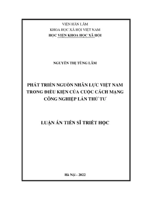Luận án tiến sĩ triết học phát triển nguồn nhân lực việt nam trong điều kiện của cuộc cách mạng công nghiệp lần thứ tư