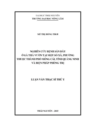 Luận văn thạc sĩ nghiên cứu bệnh sán dây ở gà thả vườn tại một số xã phường thuộc thành phố móng cái tỉnh quảng ninh và biện pháp phòng trị