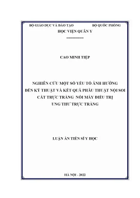 Luận án tiến sĩ nghiên cứu một số yếu tố ảnh hưởng đến kỹ thuật và kết quả phẫu thuật nội soi cắt trực tràng nối máy điều trị ung thư trực tràng