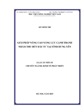 Luận án tiến sĩ giải pháp nâng cao năng lực cạnh tranh nhằm thu hút đầu tư tại tỉnh hưng yên