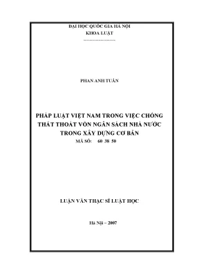 Luận văn thạc sĩ pháp luật việt nam về chống thất thoát vốn ngân sách nhà nước trong xây dựng cơ bản