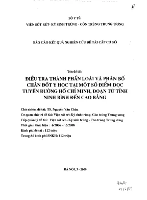 Luận văn điều tra thành phần loài và phân bố chân đốt y học tại một số điểm dọc tuyến đường hồ chí minh đoạn từ tỉnh ninh bình đến cao bằng