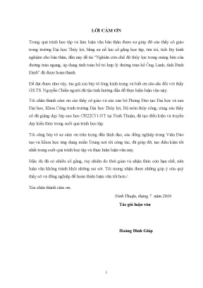 Luận văn thạc sĩ nghiên cứu chế độ thủy lực trong máng bên của đường tràn ngang áp dụng tính toán bố trí hợp lý đường tràn hồ ông lành tỉnh bình định