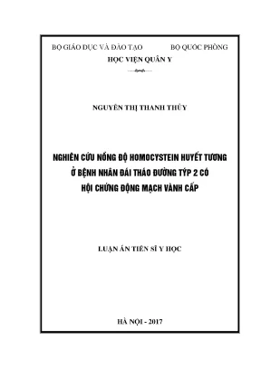 Luận án tiến sĩ nghiên cứu nồng độ homocystein huyết tương ở bệnh nhân đái tháo đường týp 2 có hội chứng động mạch vành cấp