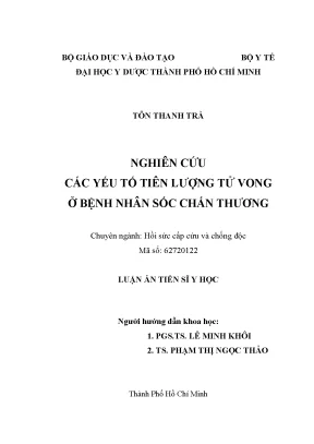 Luận án tiến sĩ nghiên cứu các yếu tố tiên lượng tử vong ở bệnh nhân sốc chấn thương