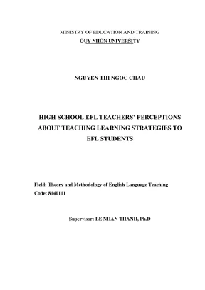 Luận văn thạc sĩ high school efl teachers perceptions about teaching learning strategies to efl students
