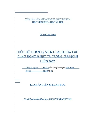 Luận án tiến sĩ luật học thể chế quản lý viên chức khoa học công nghệ ở nước ta trong giai đoạn hiện nay