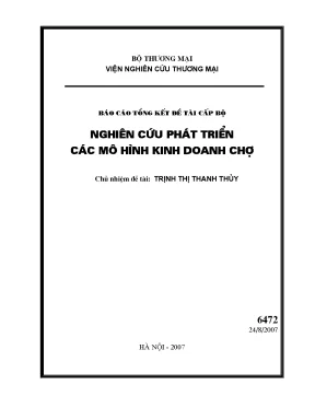 Luận văn báo cáo tổng kết đề tài cáp bộ nghiên cứu phát triển các mô hình kinh doanh chợ