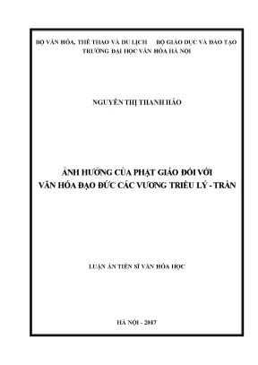 Luận án tiến sĩ ảnh hưởng của phật giáo đối với văn hóa đạo đức các vương triều lý trần