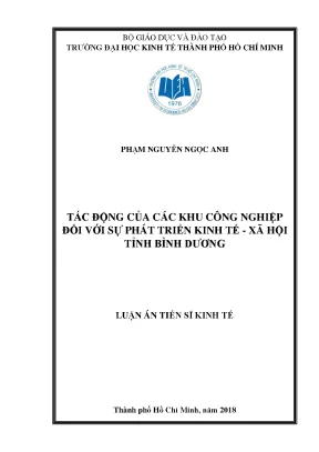 Luận án tiến sĩ tác động của các khu công nghiệp đối với sự phát triển kinh tế xã hội tỉnh bình dương
