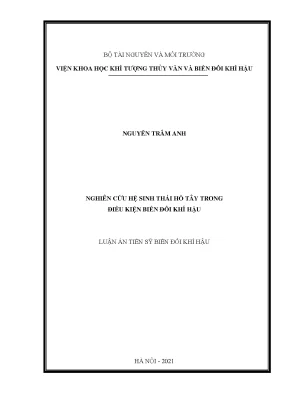 Luận án tiến sĩ biến đổi khí hậu nghiên cứu hệ sinh thái hồ tây trong điều kiện biến đổi khí hậu