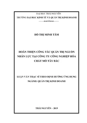 Luận văn thạc sĩ hoàn thiện công tác quản trị nguồn nhân lực tại công ty công nghiệp hóa mỏ tây bắc