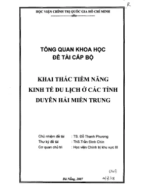 Luận văn khai thác tiềm năng kinh tế du lịch ở các tỉnh duyên hải miền trung