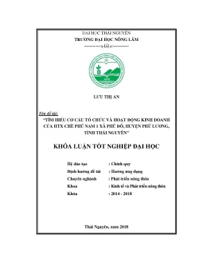 Luận văn tìm hiểu cơ cấu tổ chức và hoạt động kinh doanh của hợp tác xã chè phú nam 1 xã phú đô huyện phú lương tỉnh thái nguyên