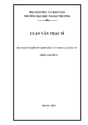 Luận văn thạc sĩ luật kinh tế bảo đảm và khuyến khích đầu tư theo luật đầu tư
