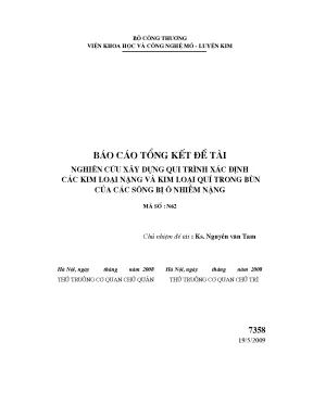 Luận văn nghiên cứu xây dựng quy trình xác định các kim loại nặng và kim loại quý trong bùn của các sông bị ô nhiễm nặng