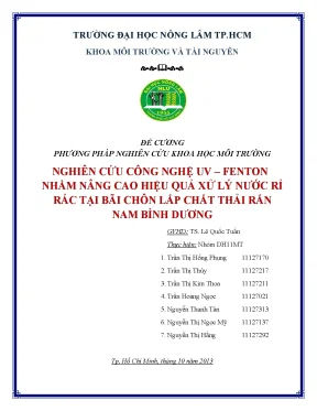 Luận văn nghiên cứu công nghệ uv fenton nhằm năng cao hiệu quả xử lý nước rỉ rác tại bãi chôn lấp chất thải rắn nam bình dương