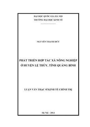 Luận văn thạc sĩ phát triển hợp tác xã nông nghiệp ở huyện lệ thủy tỉnh quảng bình