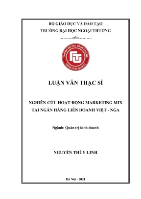 Luận văn thạc sĩ nghiên cứu hoạt động marketing mix tại ngân hàng liên doanh việt nga