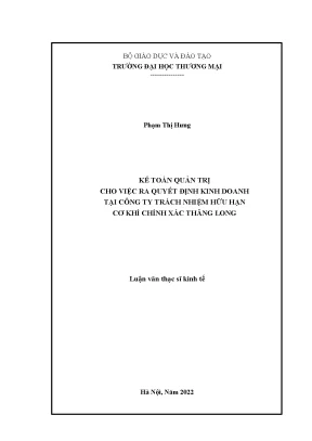 Luận văn thạc sỹ kế toán quản trị tại công ty cơ khí cx thăng long