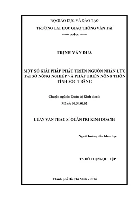 Một số giải pháp phát triển nguồn nhân lực tại sở nông nghiệp và phát triển nông thôn tỉnh sóc trăng luận văn thạc sĩ quản trị kinh doanh