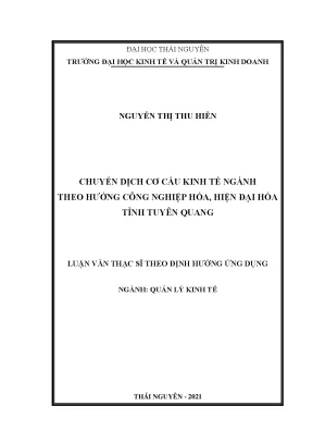 Luận văn thạc sĩ chuyển dịch cơ cấu kinh tế ngành theo hướng công nghiệp hóa hiện đại hóa tỉnh tuyên quang