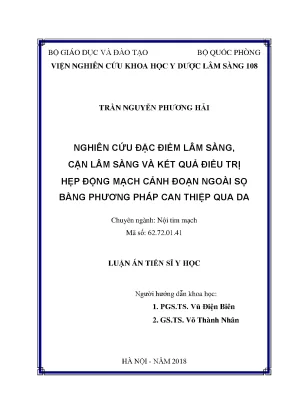 Luận án tiến sĩ nghiên cứu đặc điểm lâm sàng cận lâm sàng và kết quả điều trị hẹp động mạch cảnh đoạn ngoài sọ bằng phương pháp can thiệp qua da