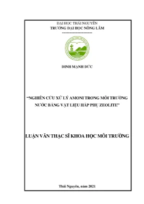 Luận văn thạc sĩ nghiên cứu xử lý amoni trong môi trường nước bằng vật liệu hấp phụ zeolite